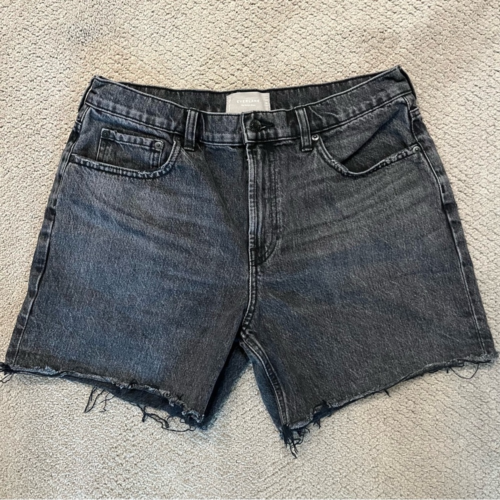 Everlane The Denim Cutoff Shorts High Rise Size 31 Distressed Frayed Hem